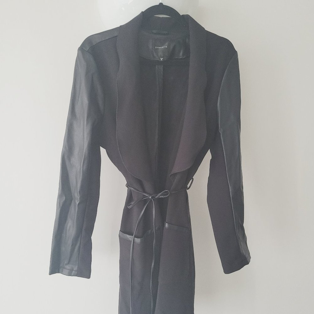 Dynamite Long Faux Leather Waterfall Jacket